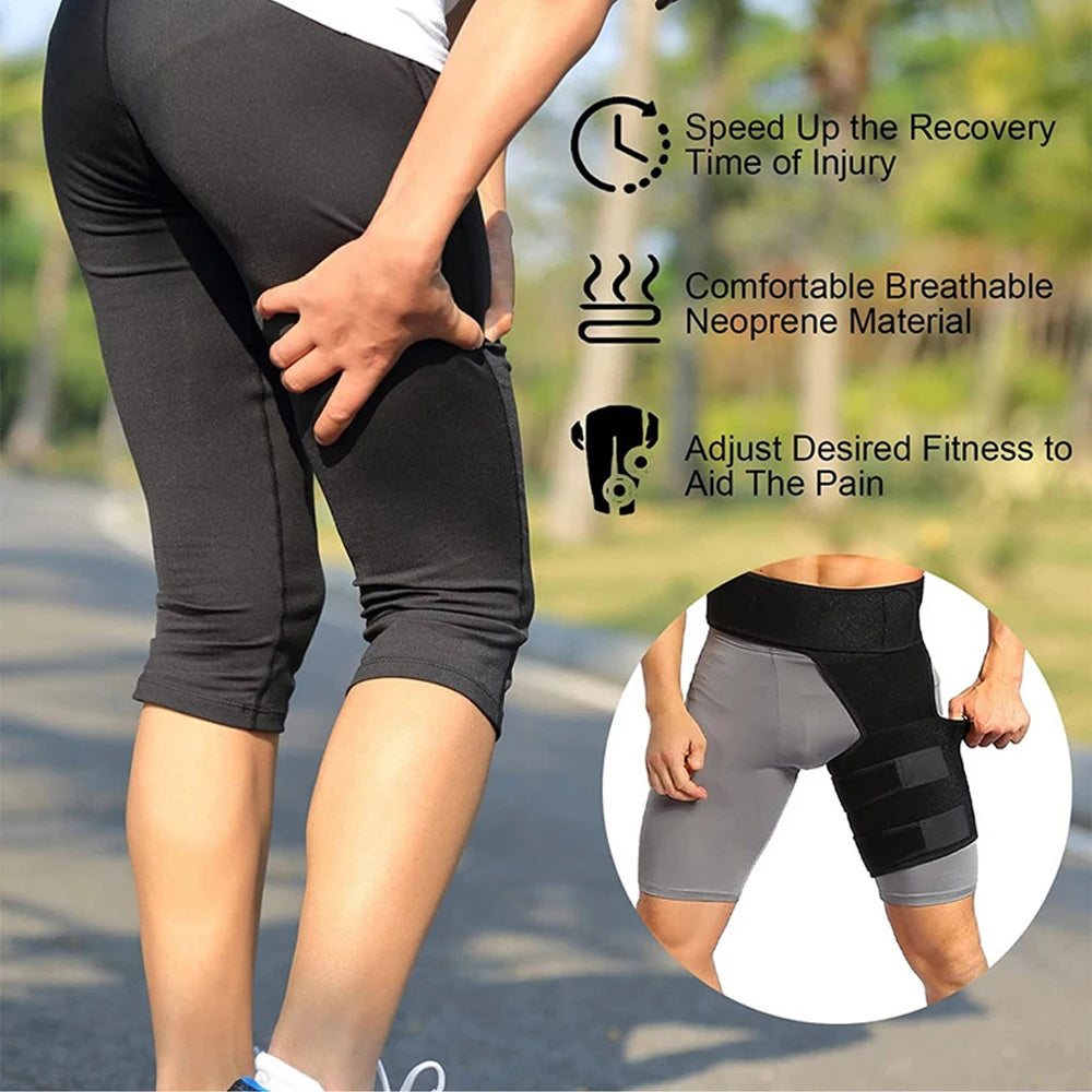 Hip Brace Thigh Compression Sleeve, Hamstring & Groin Compression Wrap for Hip Pain Relief,Support for Hip Replacements,Sciatica